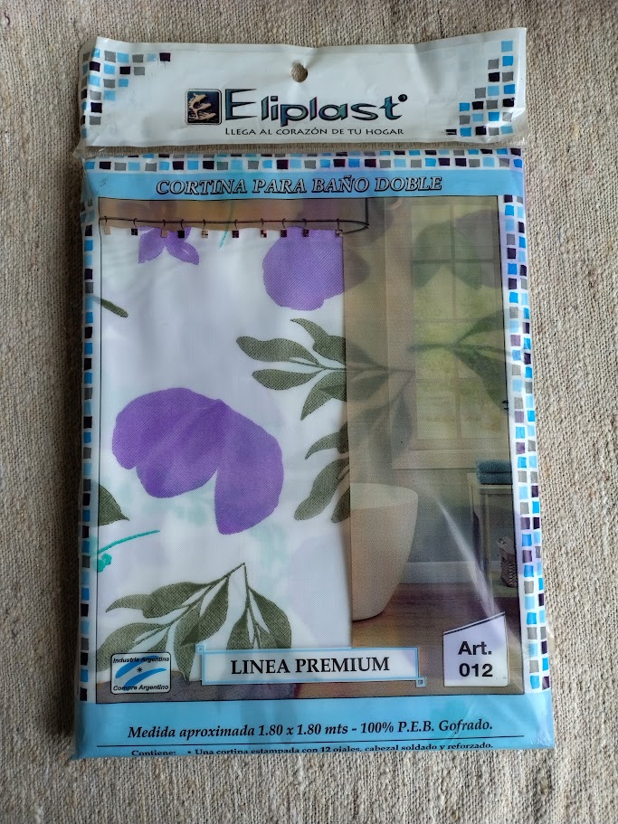 Cortinas de baño con protector y ganchos, linea premium - Eliplast