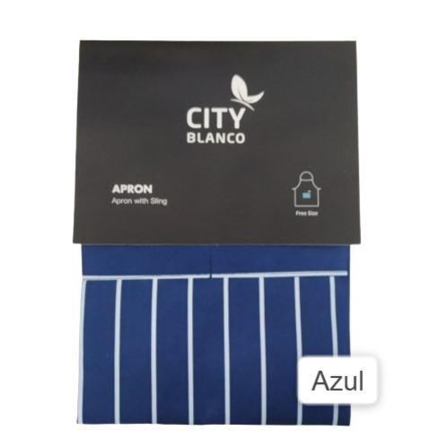 Delantal de tela con pechera rayado - CITY Blanco 
