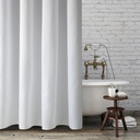 Set cortina de baño teflonada simil waffle + 12 ganchos rollers metalicos - Jean Cartier 