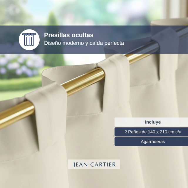 Juego de cortinas blackout 70% opacidad - Jean Cartier