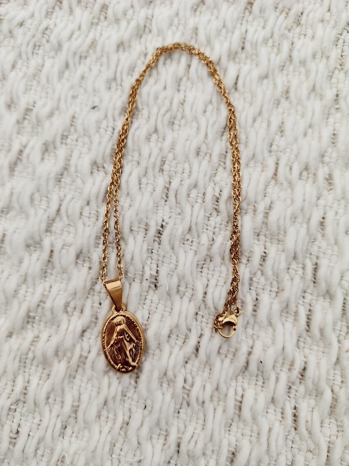 Collar Virgen de la Medalla Milagrosa - Acero dorado 