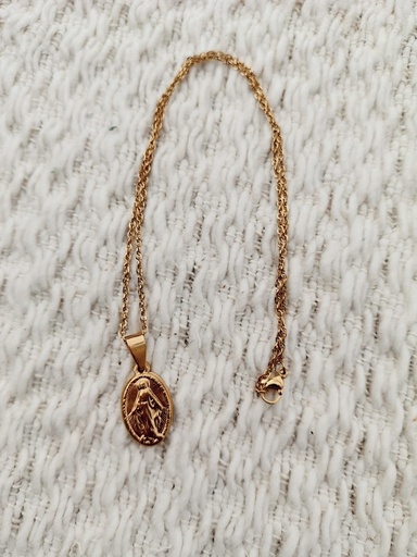 Collar Virgen de la Medalla Milagrosa - Acero dorado 