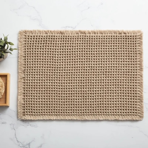 Alfombra de baño 'Waffle nido' con flecos - Jean Cartier